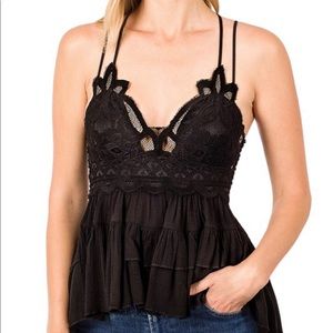 Black Crochet Lace Peplum Top